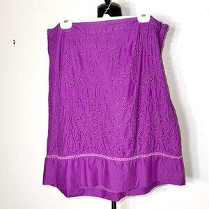 Lane Bryant purple eyelet A-line size 18 knee‎ length side zip skirt